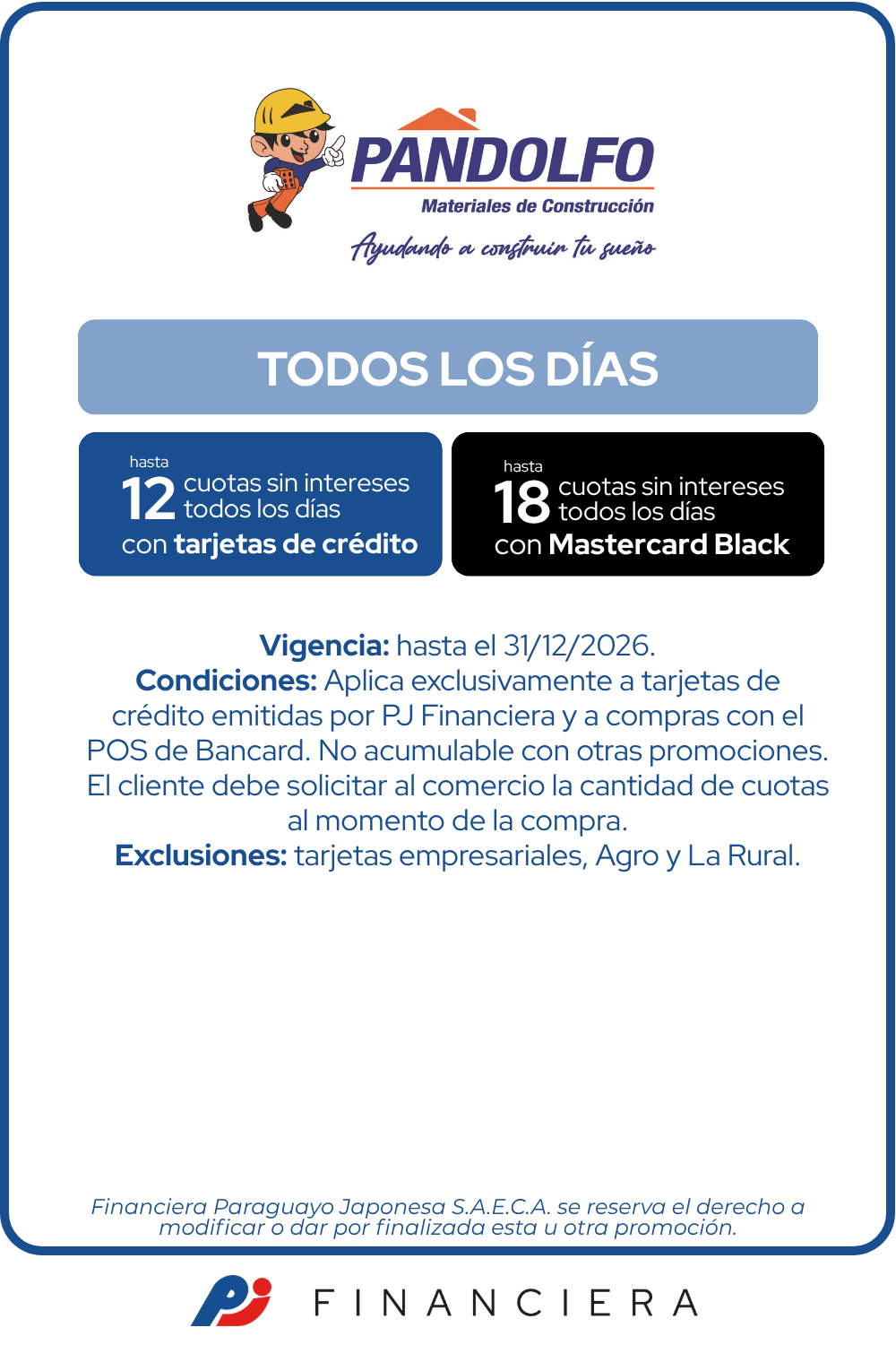 Pandolfo Cuotas sin intereses
