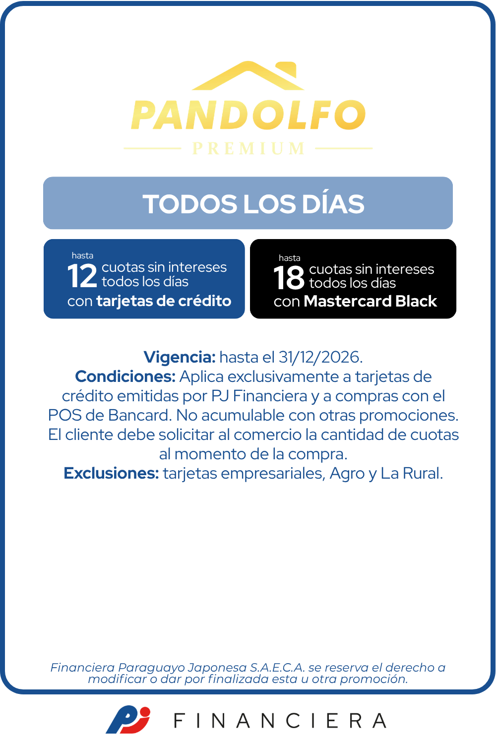 Pandolfo Cuotas sin intereses
