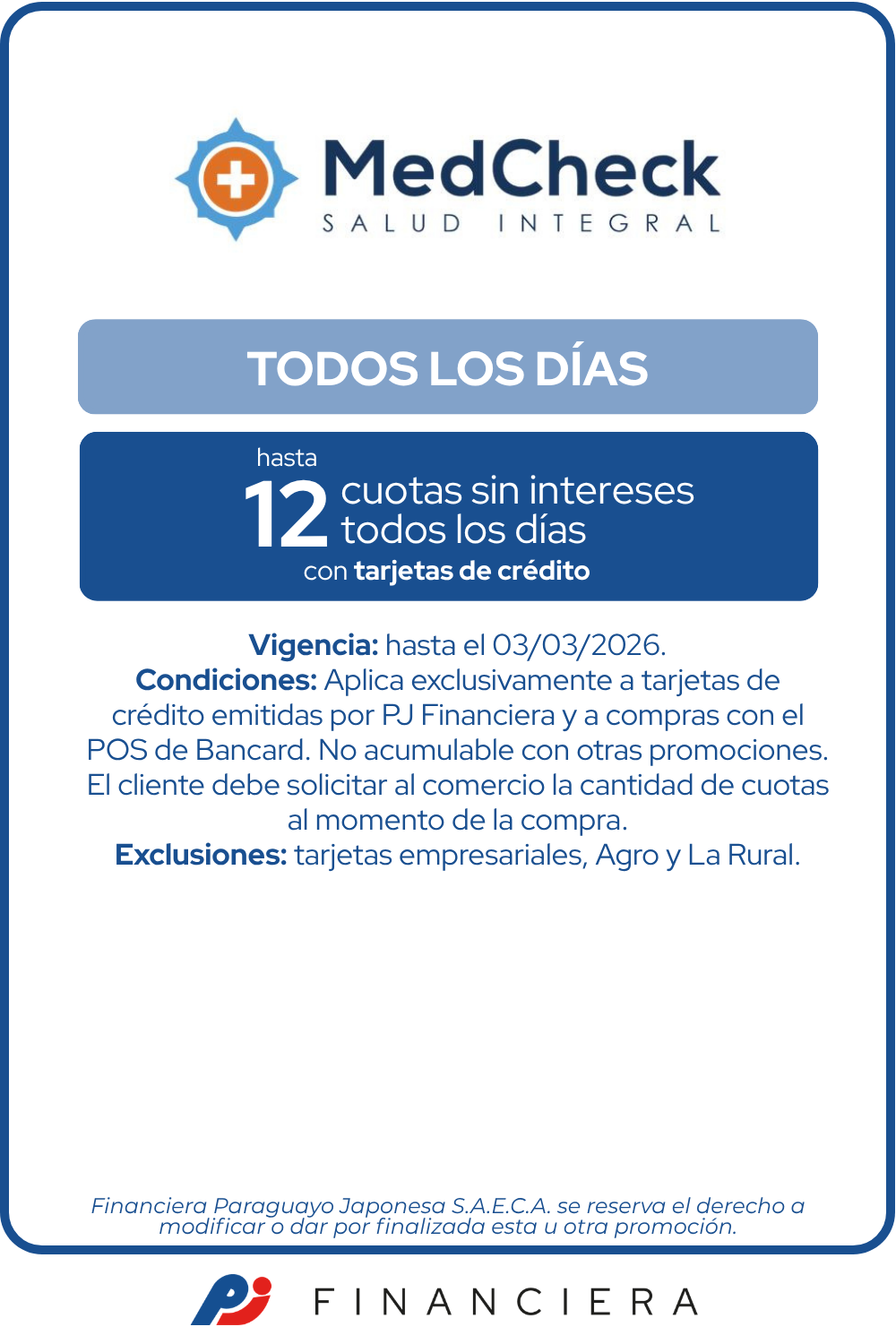 MEDCHECK 12 cuotas sin intereses