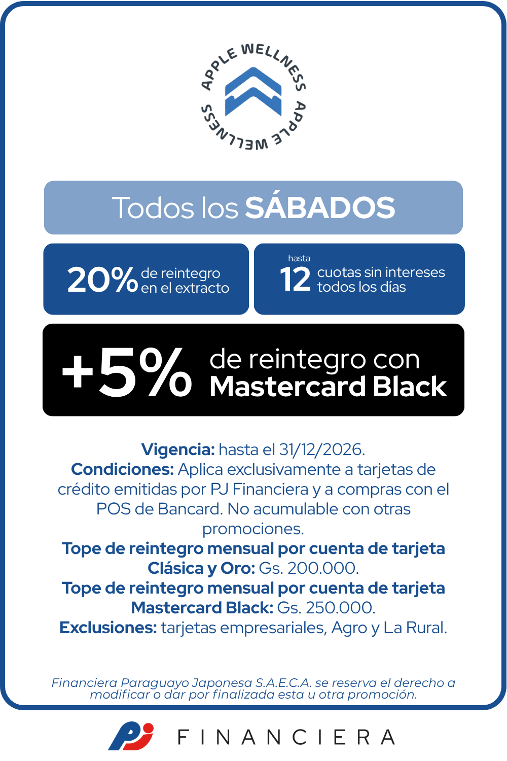 apple wellness 20% Reintegro 12 cuotas sin intereses