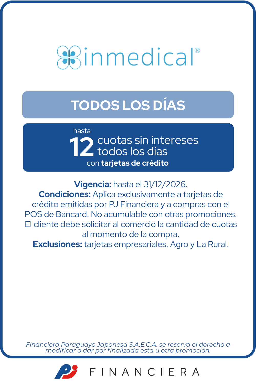 Inmedical 12 Cuotas Salud y Bienestar Todos Los Días Asuncion