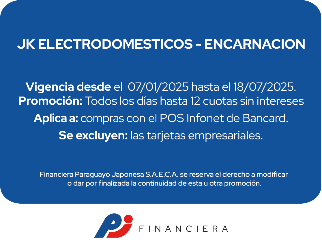 JK Electodomesticos 12 Cuotas Artículos Hogar Todos Los Días Encarnacion