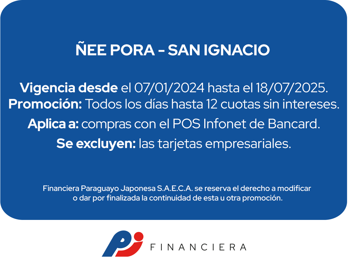 Ñee Porá 12 Cuotas Tecnología Todos Los Días San Ignacio