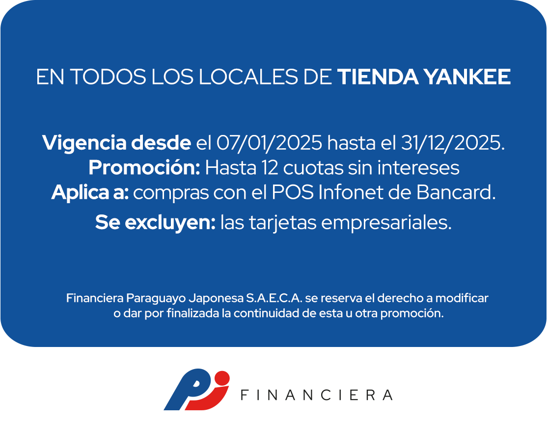 Tienda Yankee 12 Cuotas Tecnología Todos Los Días Central Asunción