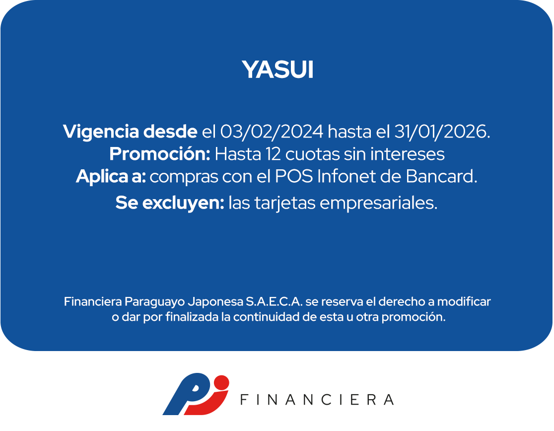 Yasui 12 Cuotas Tecnología E-Commerce Todos Los Días Todo el País Central