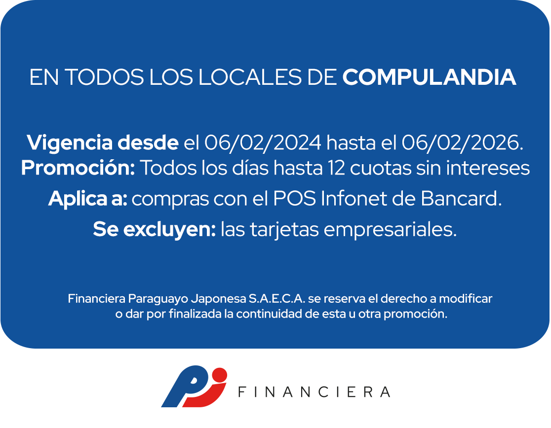 Compulandia 12 Cuotas Tecnología Todos Los Días Asuncion Central