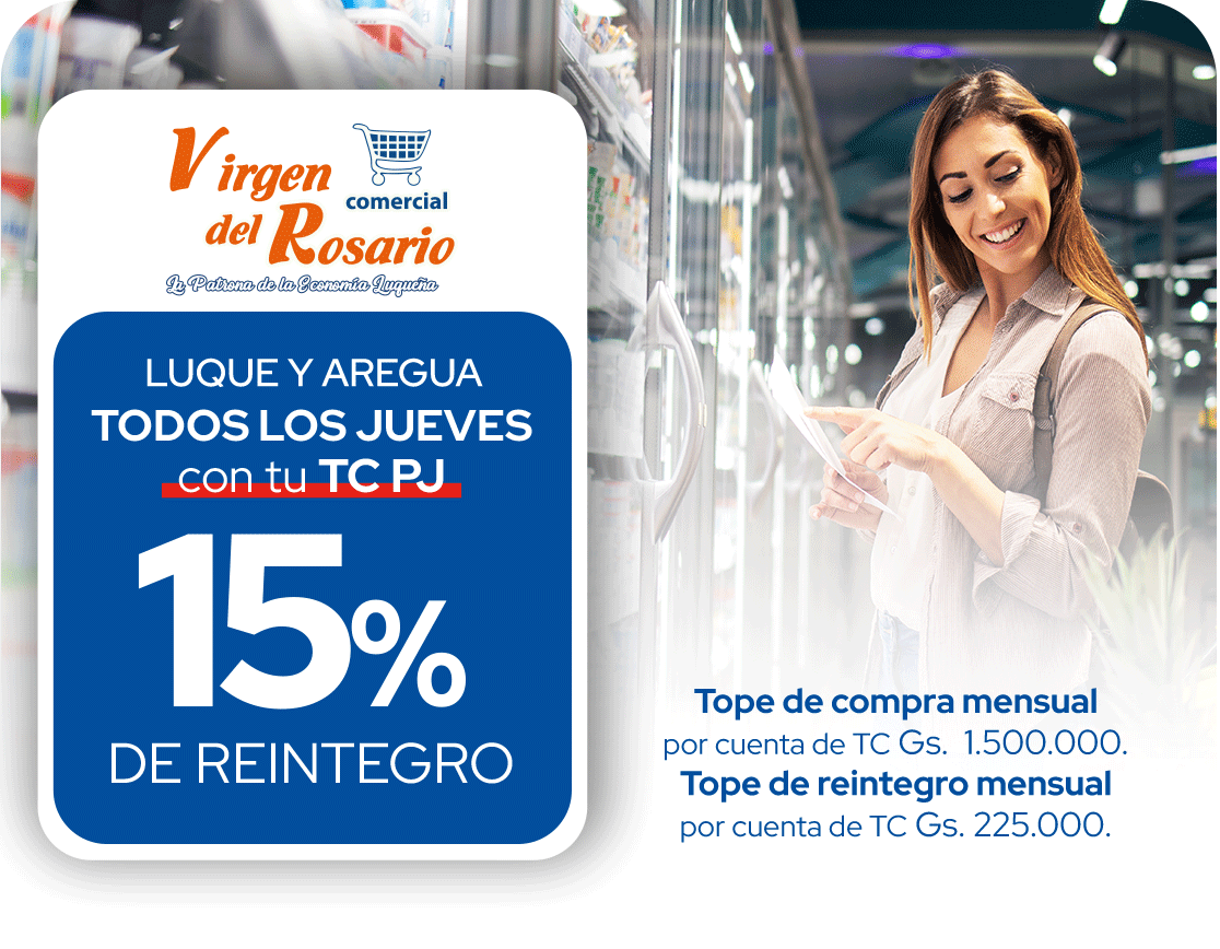 Virgen del Rosario 15% Reintegro Supermercado Jueves, Luque y Aregua