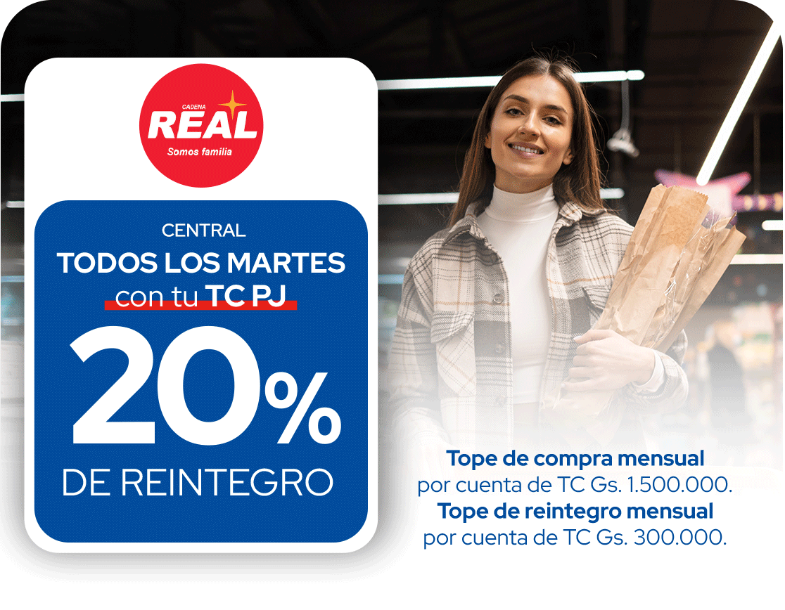 Real 20% Reintegro Supermercado Martes Central