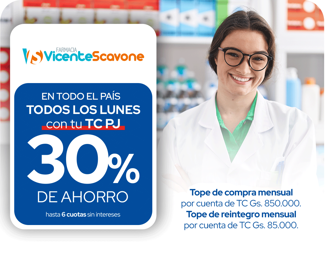 Vicente Scavone 30% Ahorro hasta 6 Cuotas Farmacias Lunes Todo el País Central