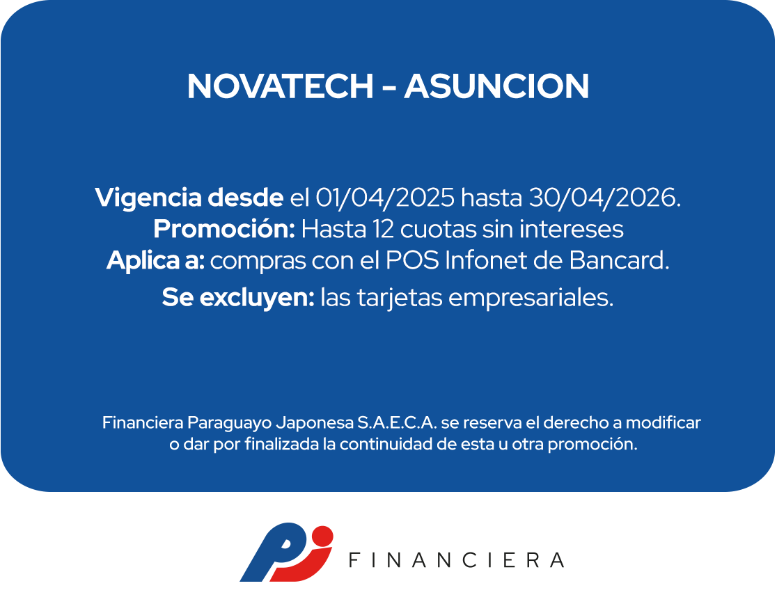 Novatech 12 Cuotas Tecnología Todos Los Días Asuncion