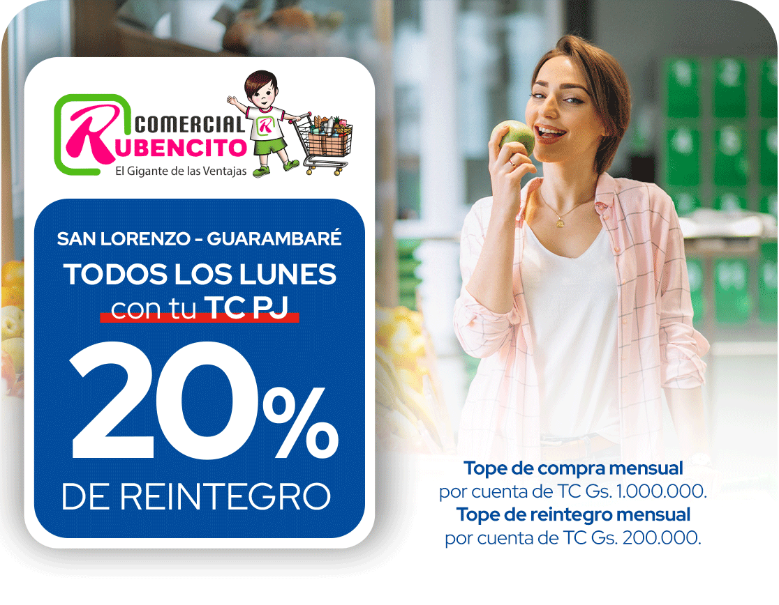 Lunes 20% de reintegro Comercial Rubencito San Lorenzo Central Guarambare