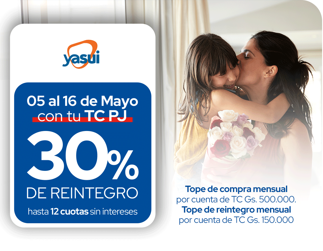 Dia de la Madre Yasui 30% reintegro 12 cuotas sin intereses
