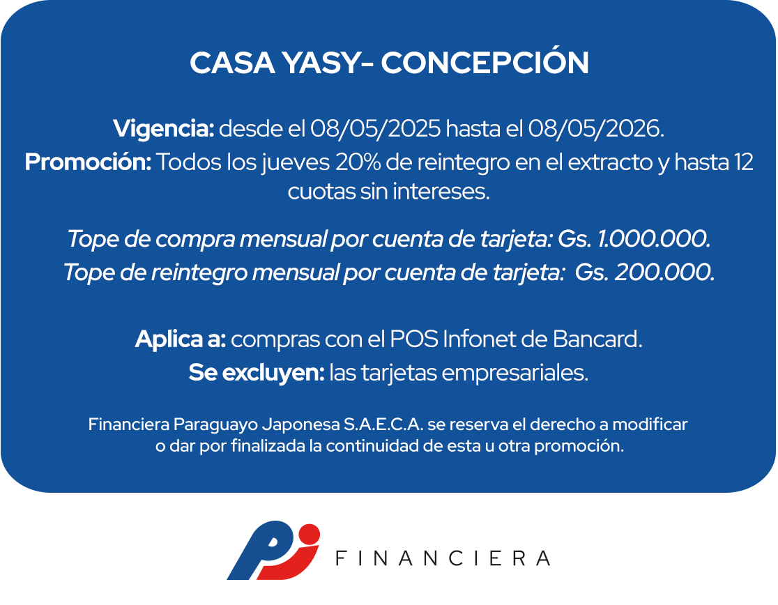 Casa Yasy 20% Reintegro Supermercado Jueves Concepcion