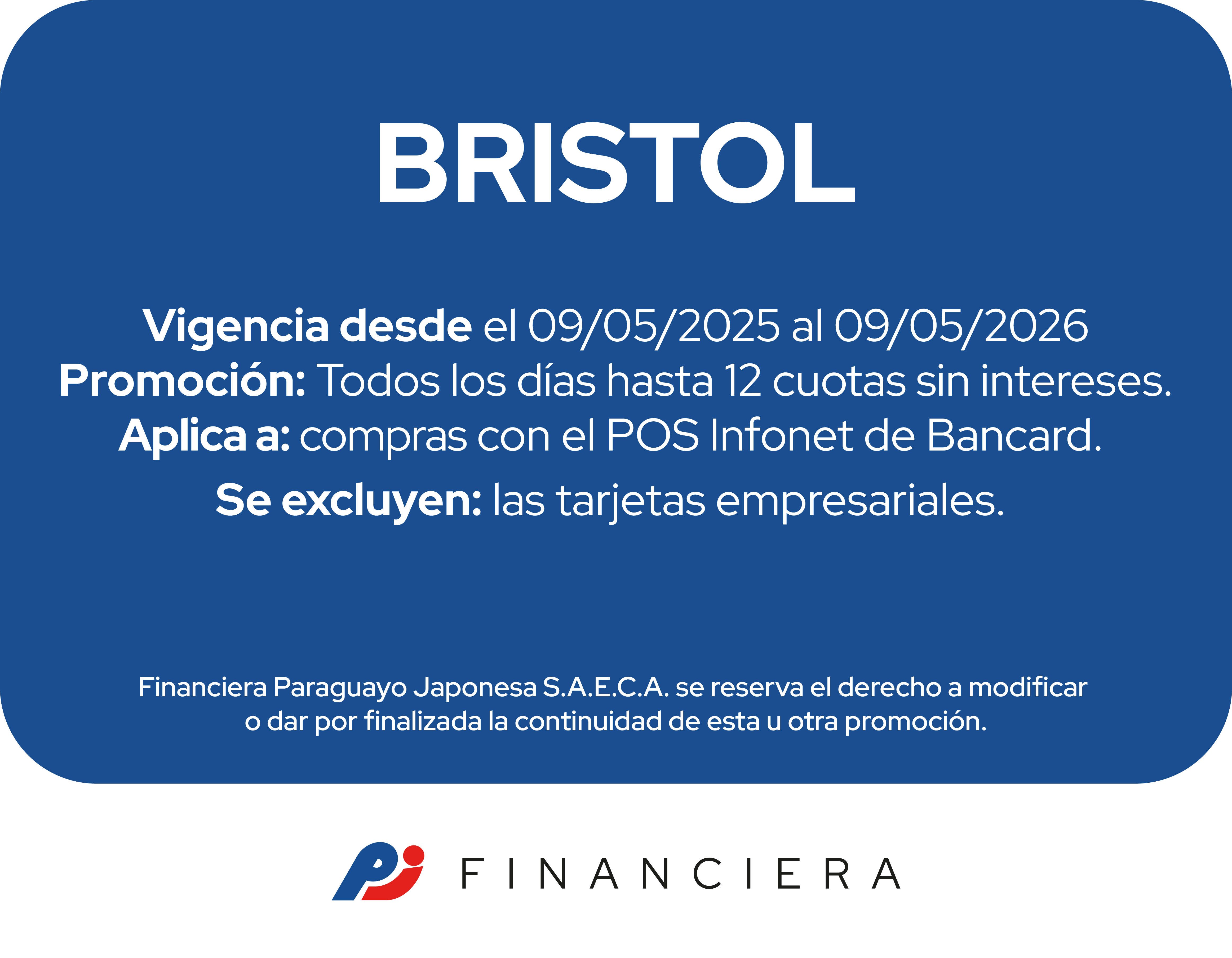 Bristol todos los dias 12 cuotas sin intereses