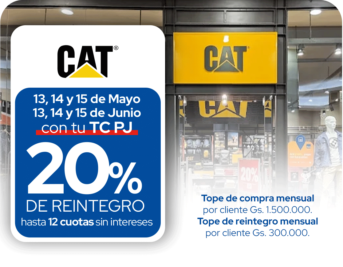 Cat Caterpillar 20 de reintegro 12 cuotas sin intereses
