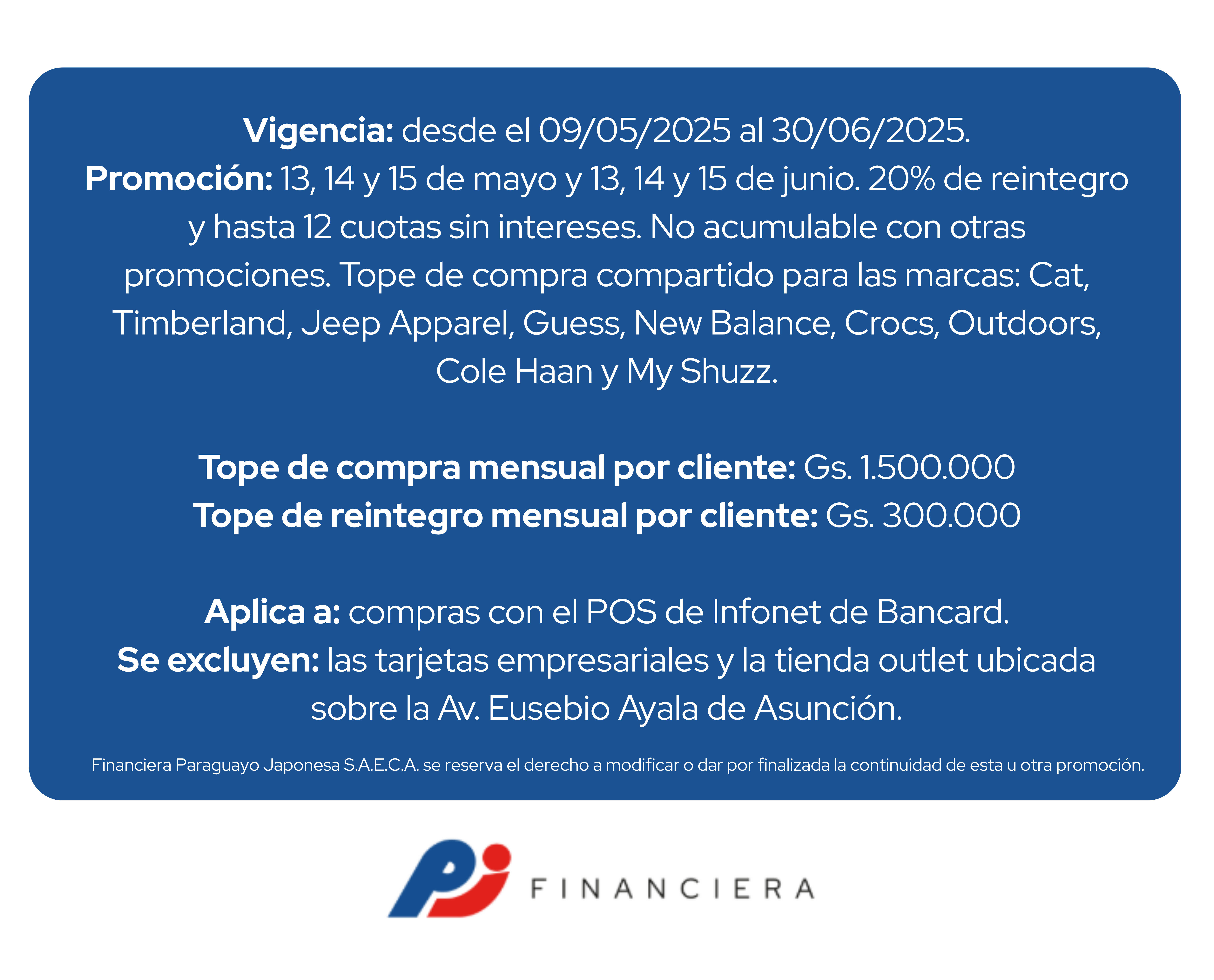 outdoors 20 de reintegro 12 cuotas sin intereses
