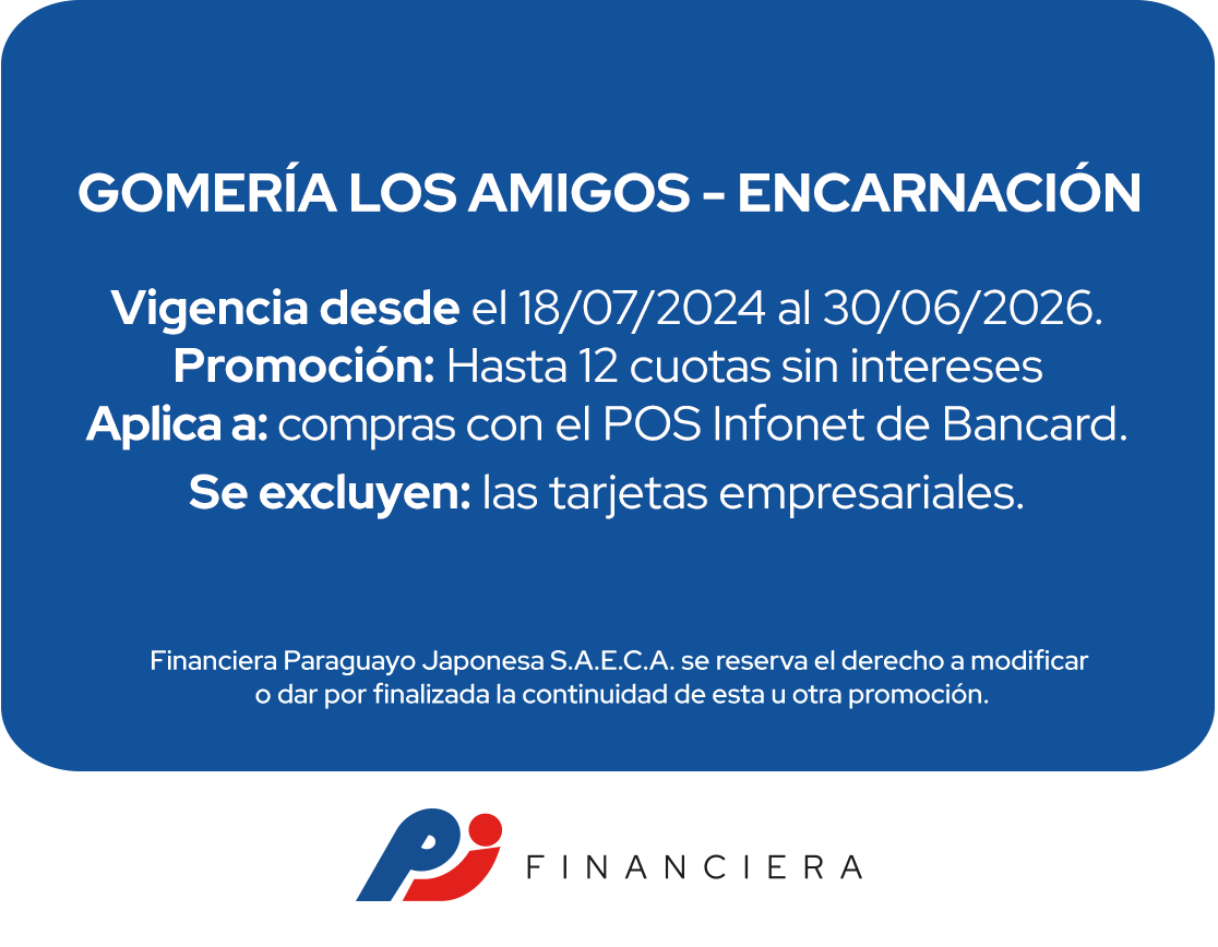 Gomería Los Amigos 12 Cuotas Automóviles Todos Los Días Encarnacion
