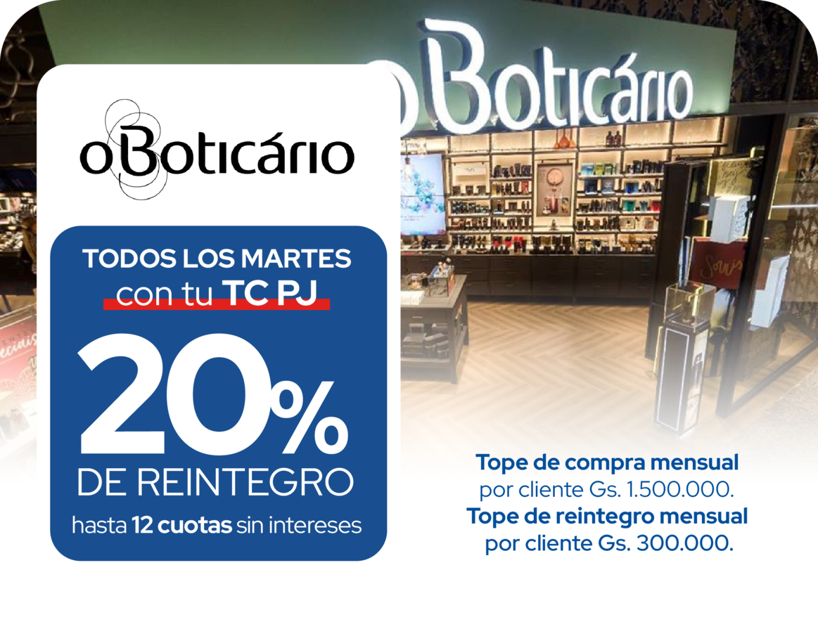 O Boticario 20 reintegro 12 cuotas martes