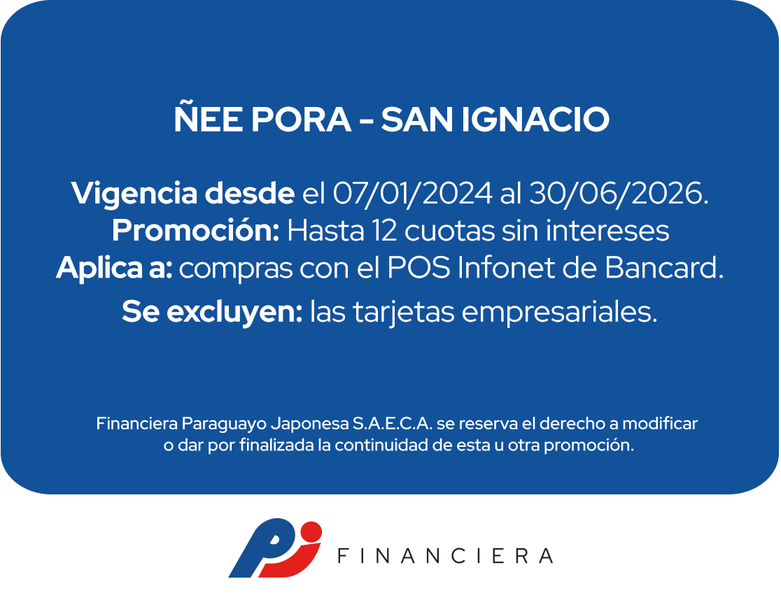 Ñee Porá 12 Cuotas Tecnología Todos Los Días San Ignacio