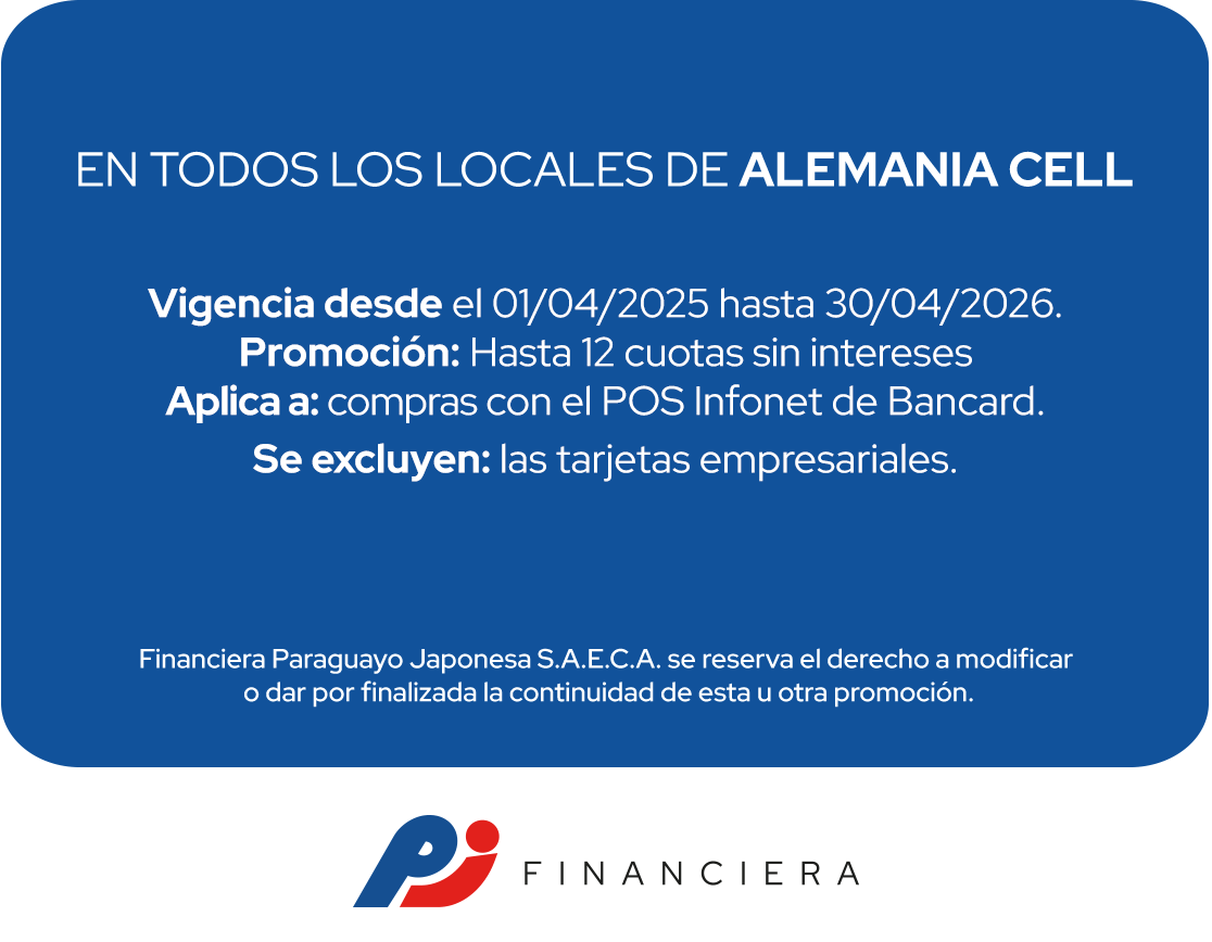 Alemania Cell 12 Cuotas Tecnología Todos Los Días Asuncion Central