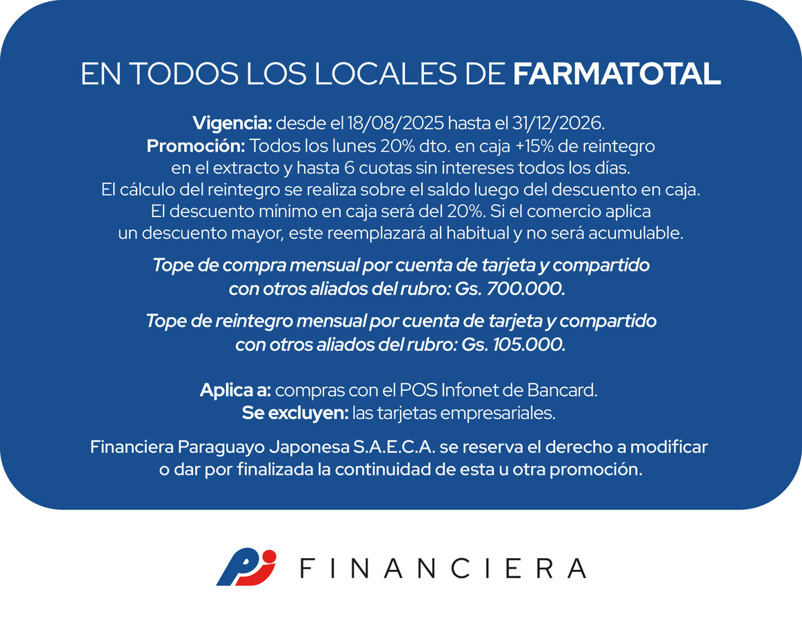 Farmatotal 35 de ahorro lunes 6 cuotas