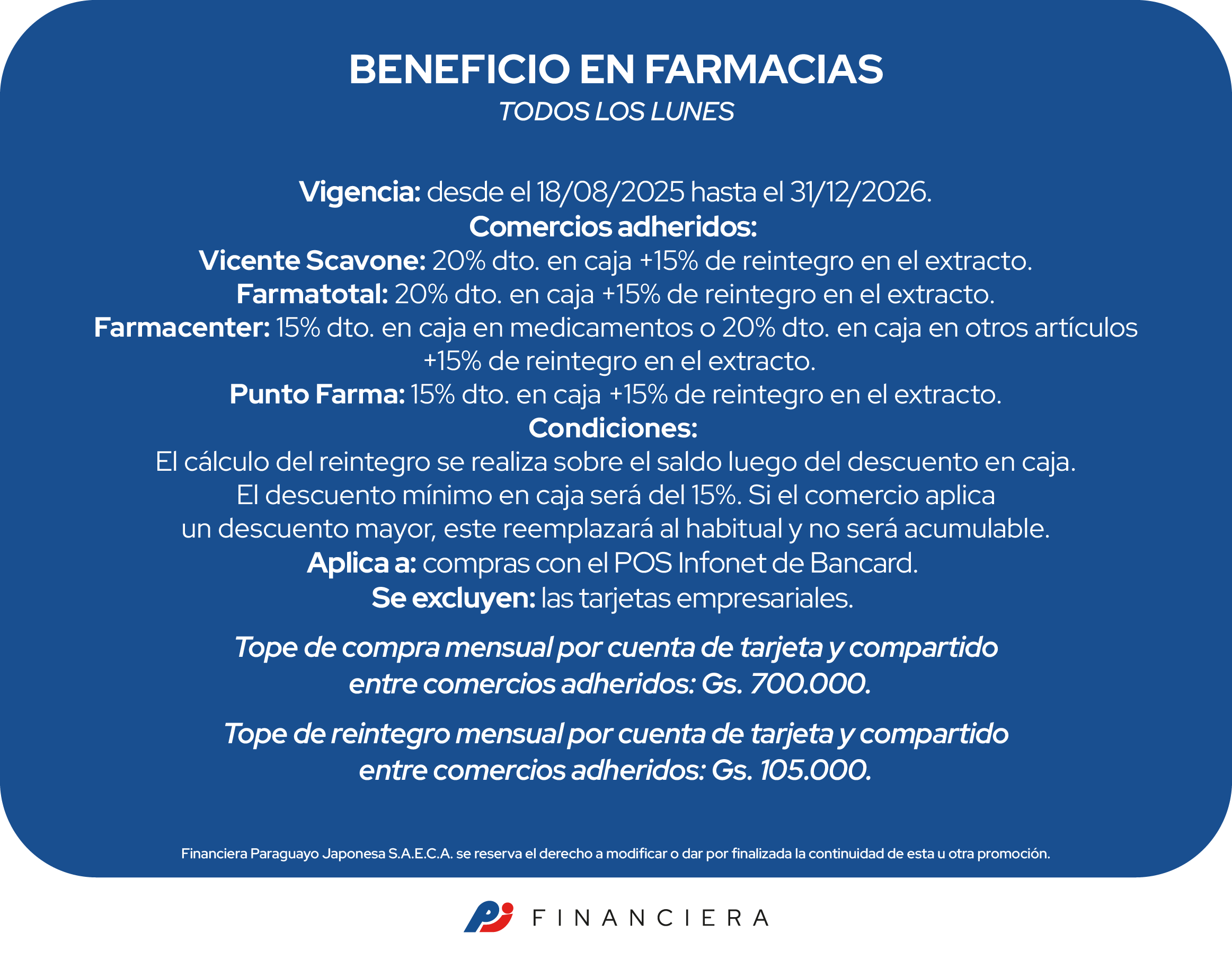 Beneficios en Farmacias Todos los lunes