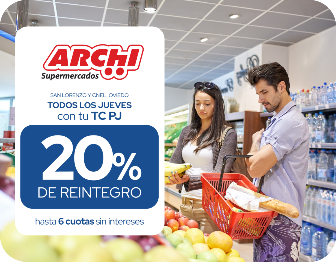 Archi 20% Reintegro Supermercado jueves 6 cuotas San Lorenzo Coronel Oviedo