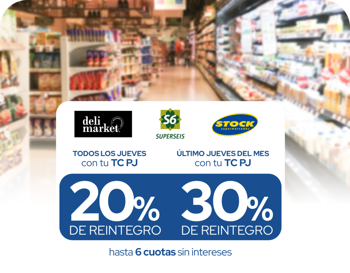 Super Seis stock delimarket 20% Reintegro Supermercado jueves 6 cuotas