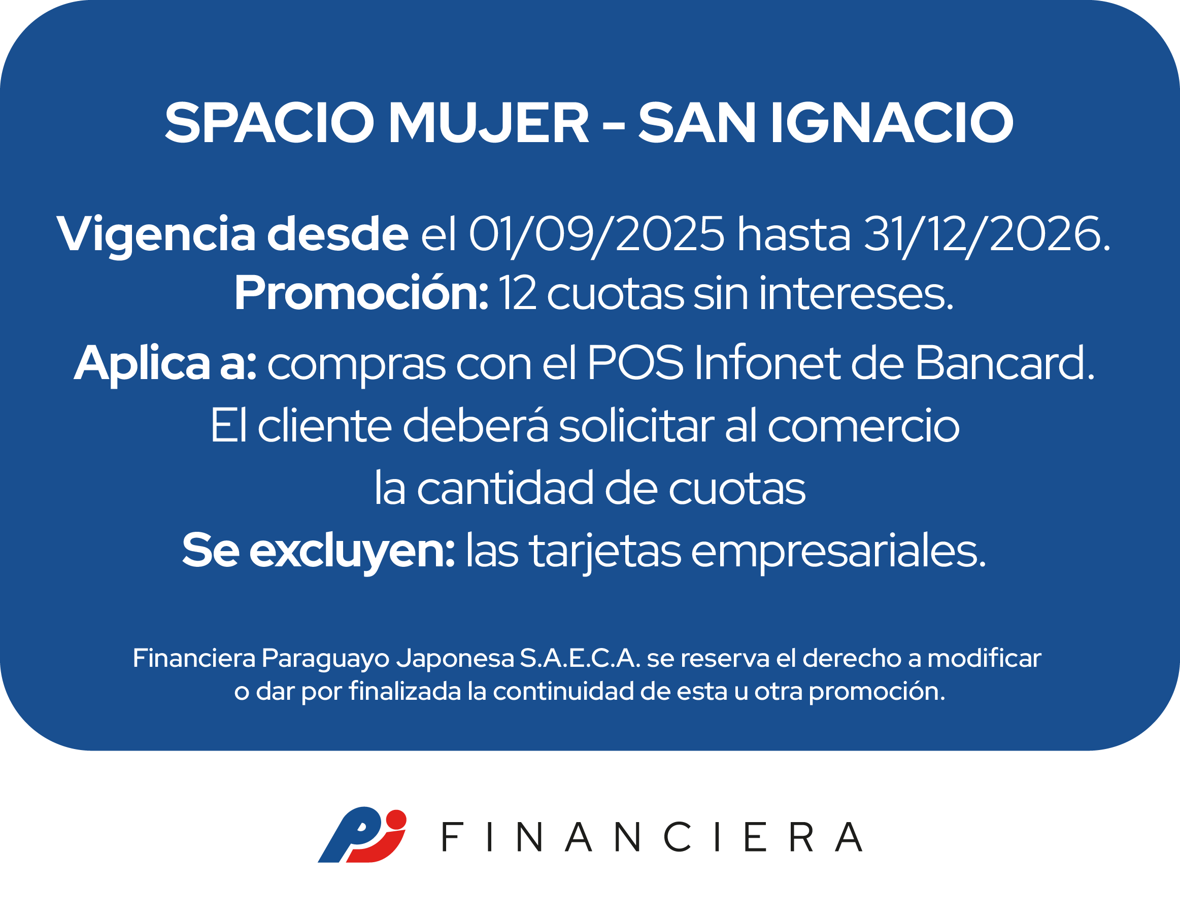Spacio mujer 12 cuotas todos los dias san ignacio