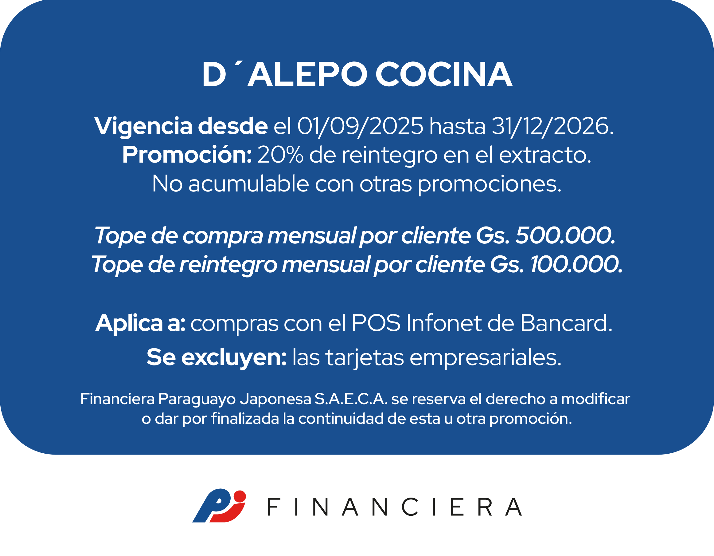 dalepo cocina origen viernes 20 reintegro asuncion