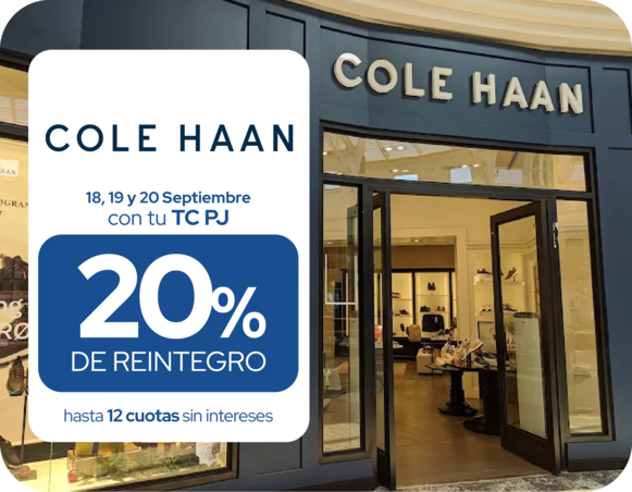 Cole Haan 20 de reintegro 12 cuotas sin intereses