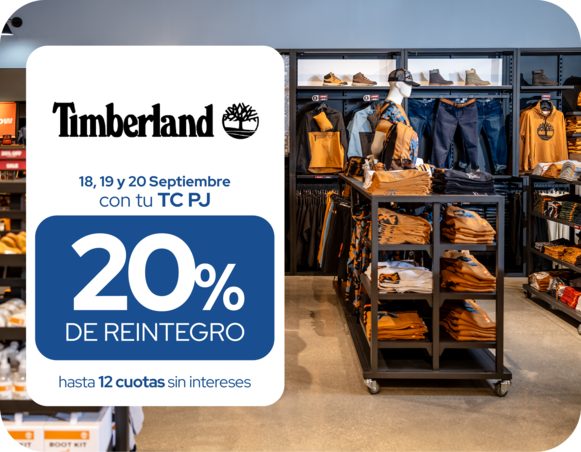 Timberland 20 de reintegro 12 cuotas sin intereses