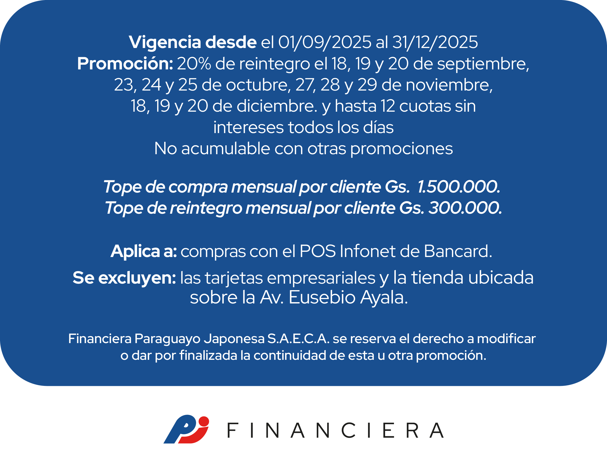 outdoors 20 de reintegro 12 cuotas sin intereses