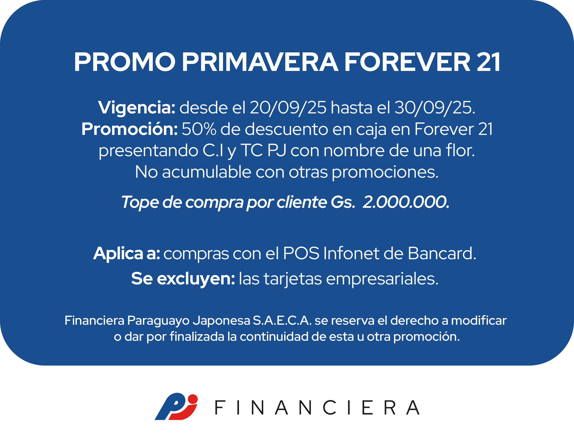 Primavera 50 de descuento en caja forever 21