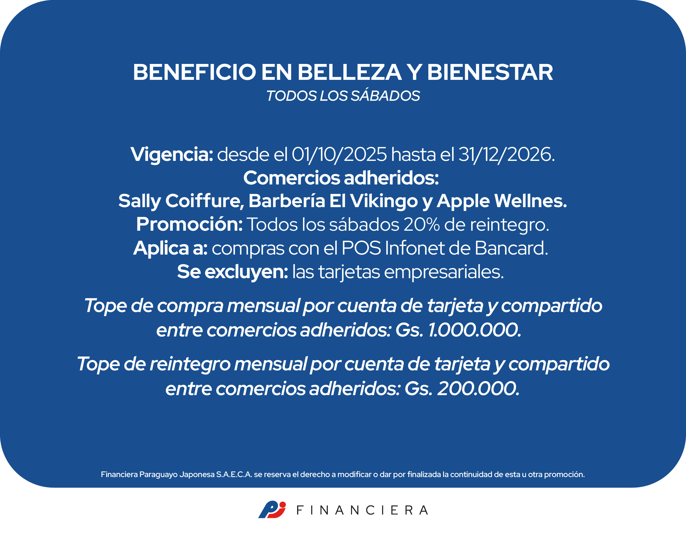 sabado de belleza y bienestar 20 de reintegro