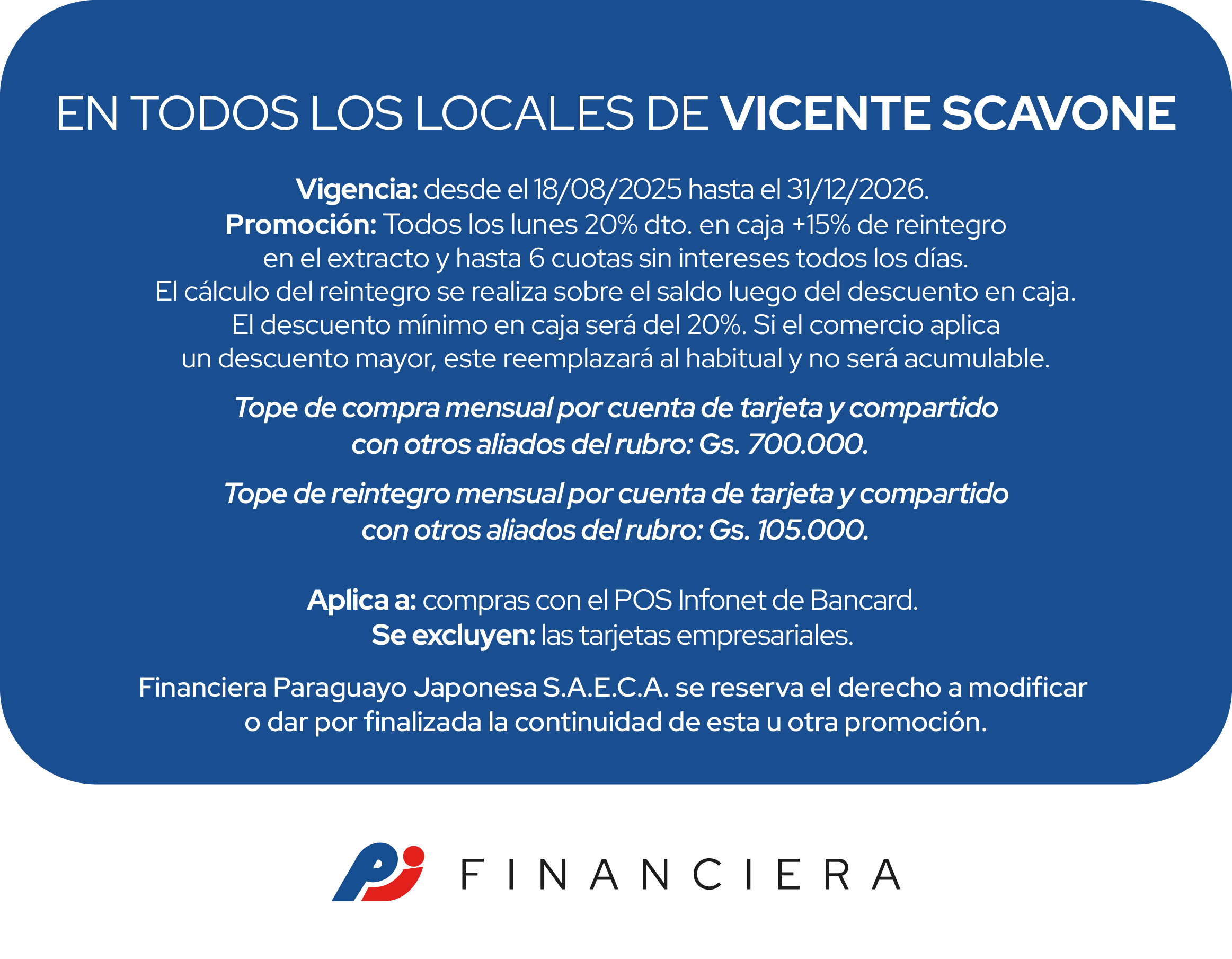 Vicente Scavone 35 de ahorro lunes 6 cuotas