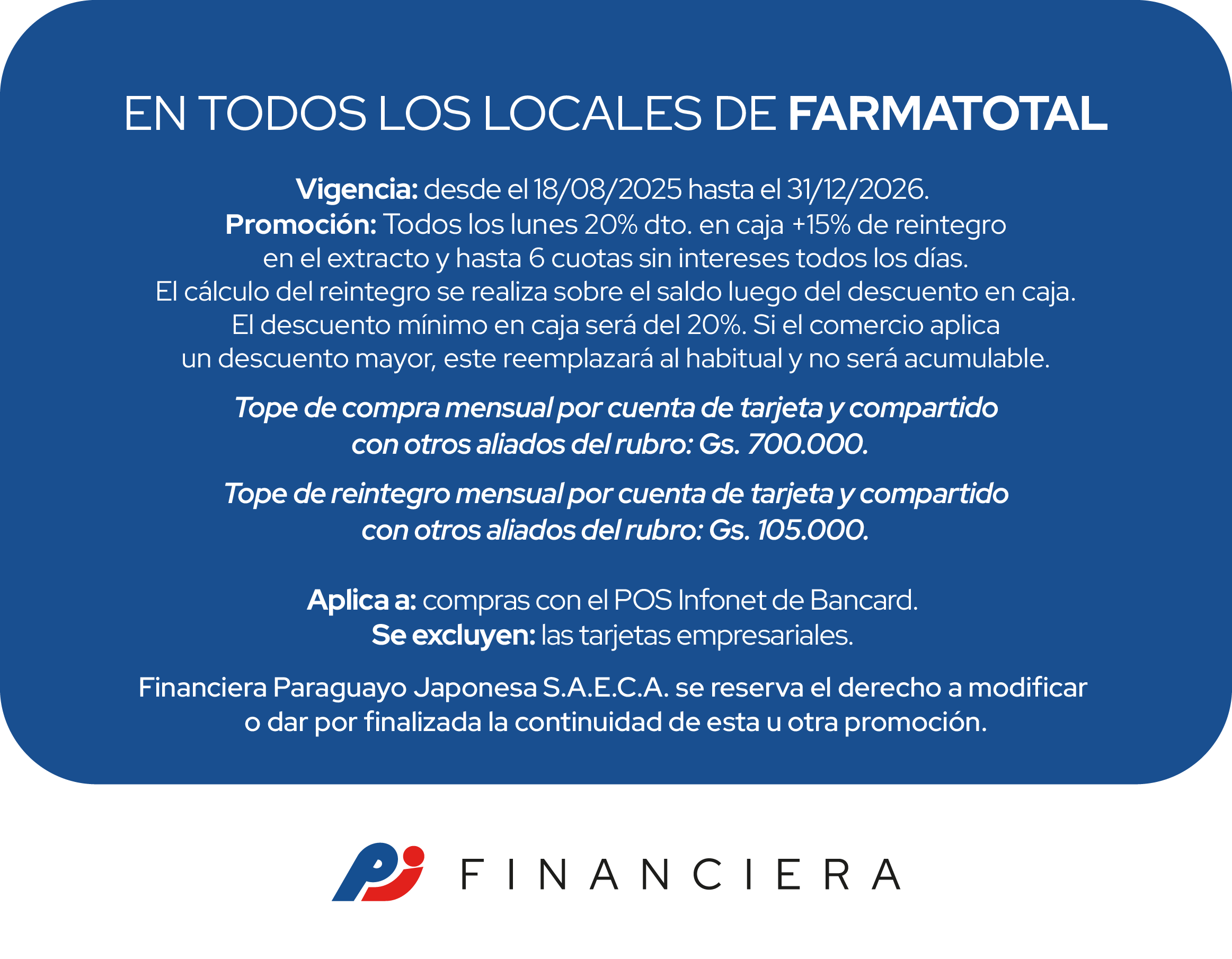 Farmatotal 35 de ahorro lunes 6 cuotas