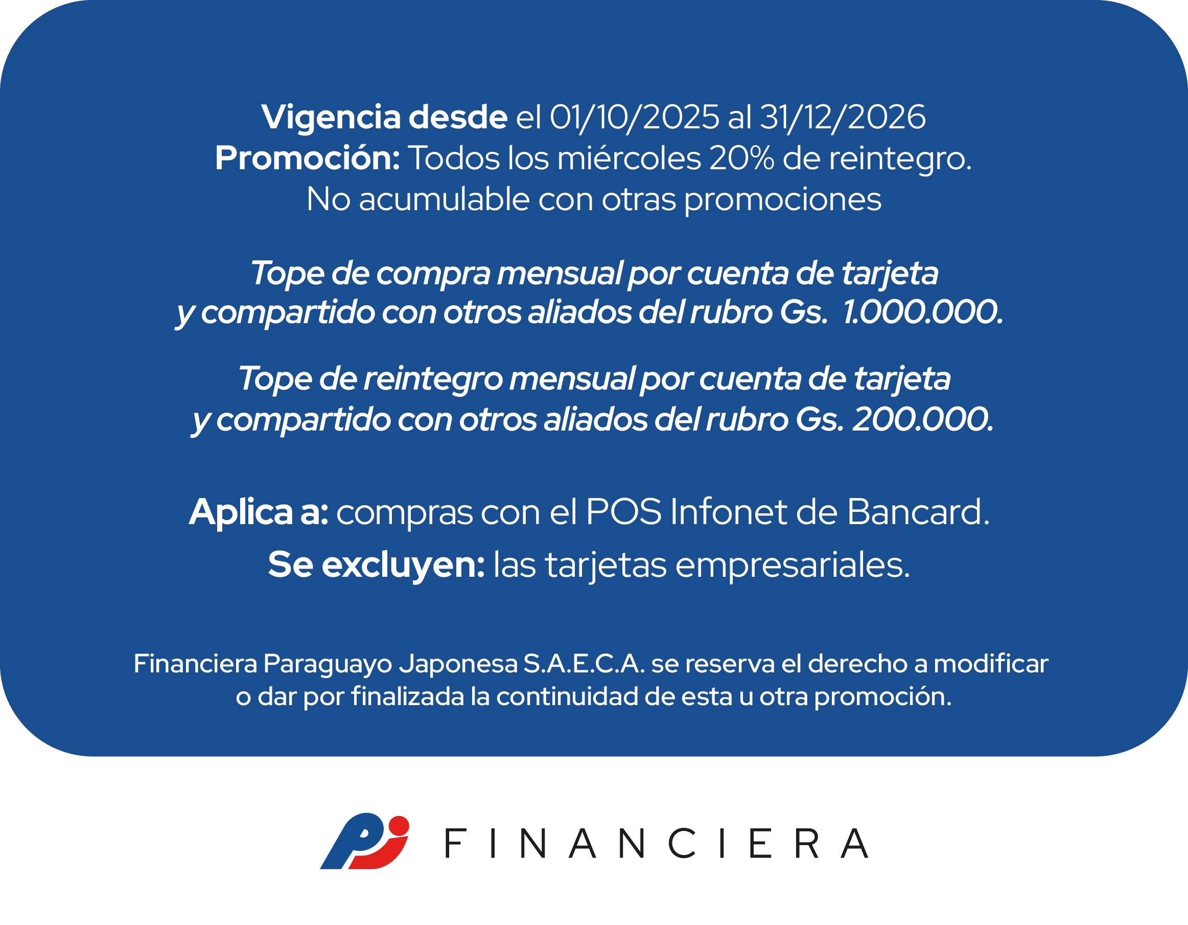 Petrosur 20% Reintegro Miércoles Todo el País Central 6 cuotas