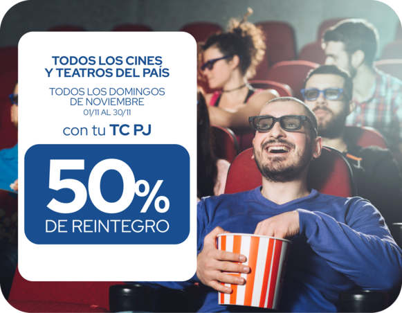 50% reintegro en todos los cines y teatros del pais domingos noviembre
