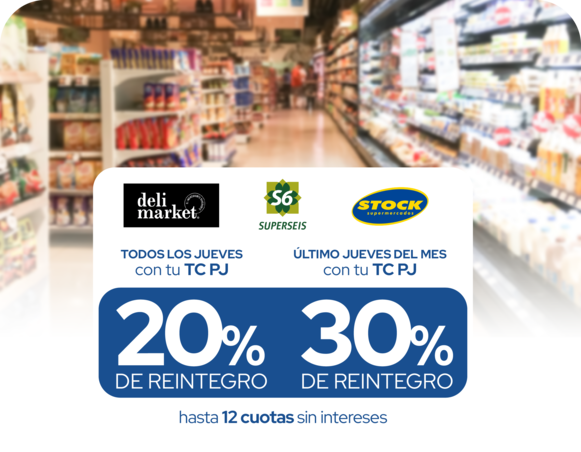 Super Seis stock delimarket 20% Reintegro Supermercado jueves 6 cuotas