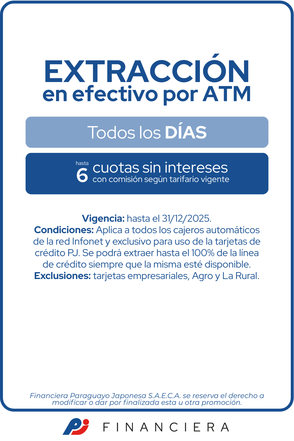 Extraccion de efectivo 6 cuotas sin intereses