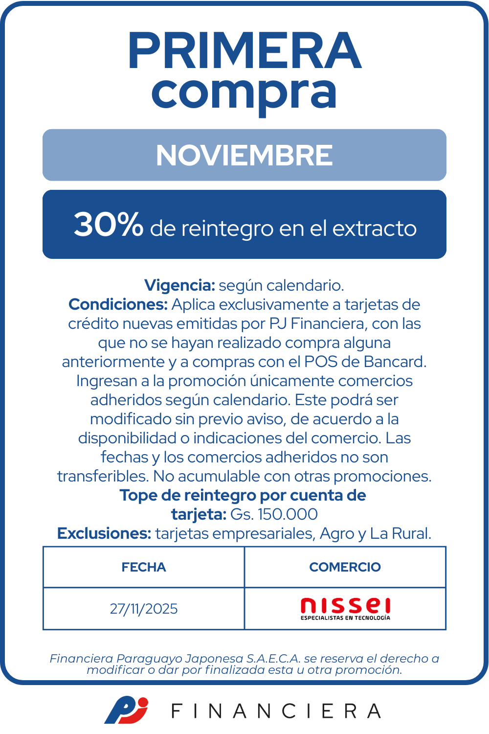 Primera Compra 30% de Reintegro