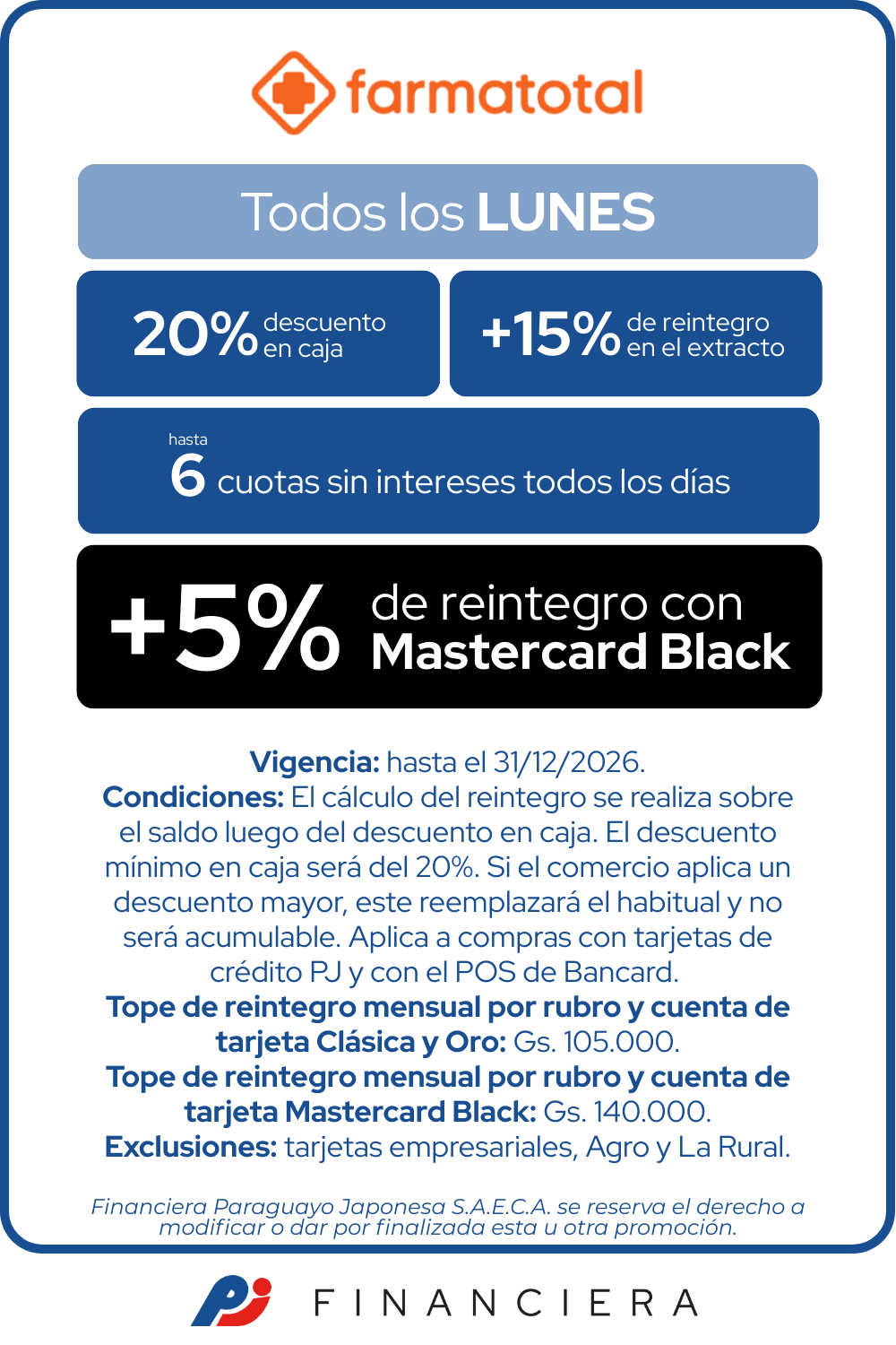 Farmatotal 35 de ahorro lunes 6 cuotas