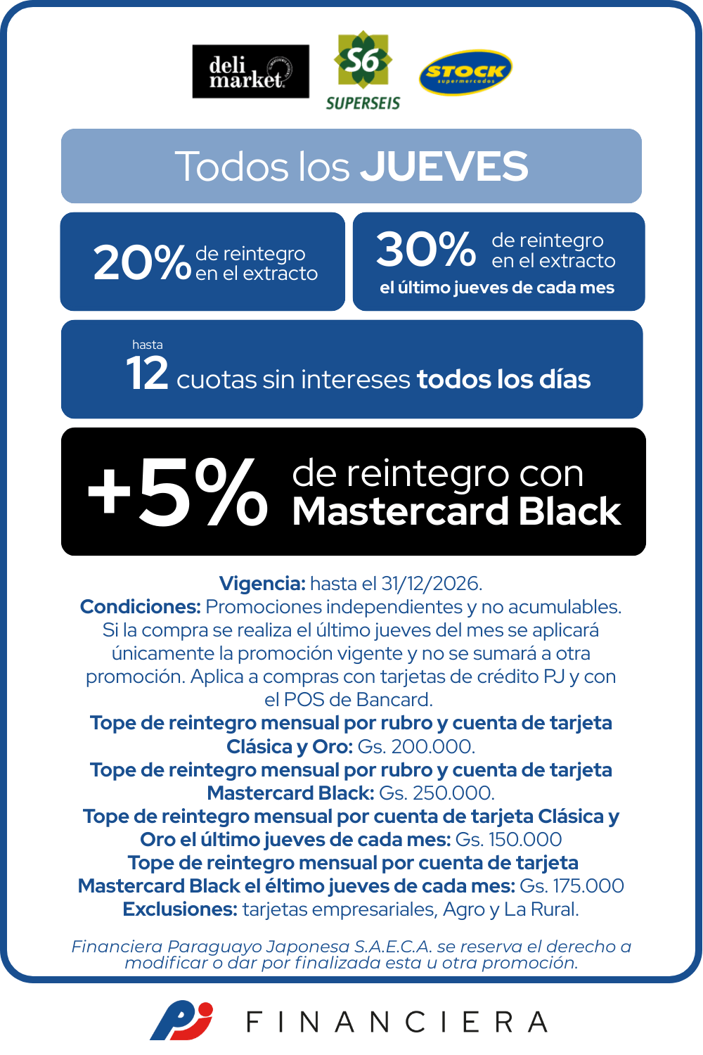 Super Seis stock delimarket 20% Reintegro Supermercado jueves 6 cuotas