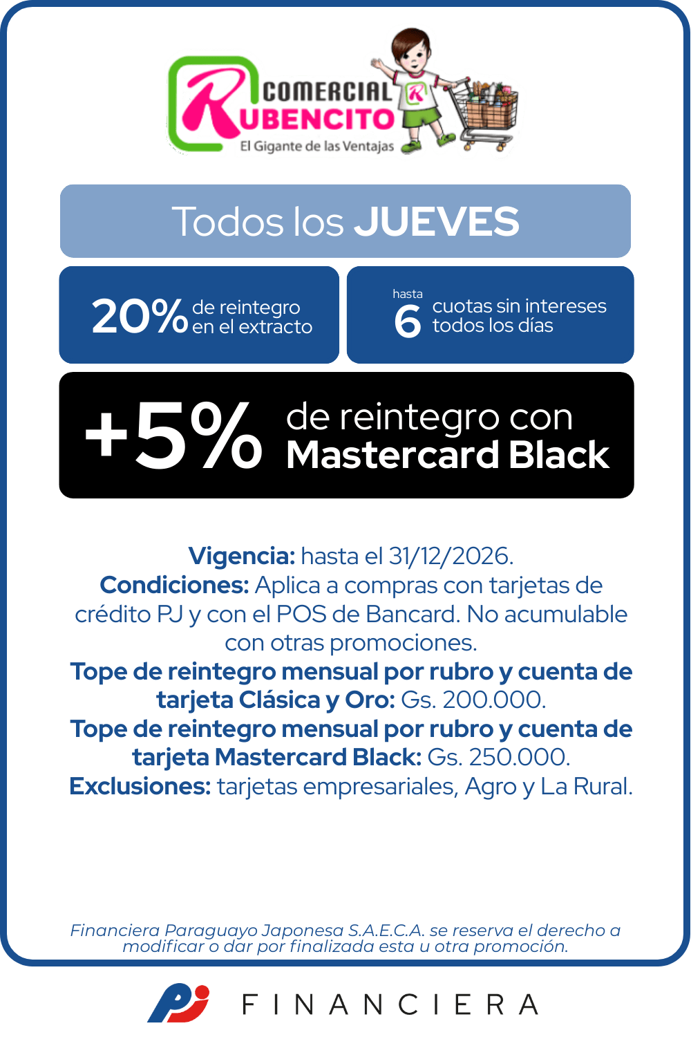 Lunes20% Reintegro Supermercado jueves 6 cuotas  San Lorenzo Central Guarambare
