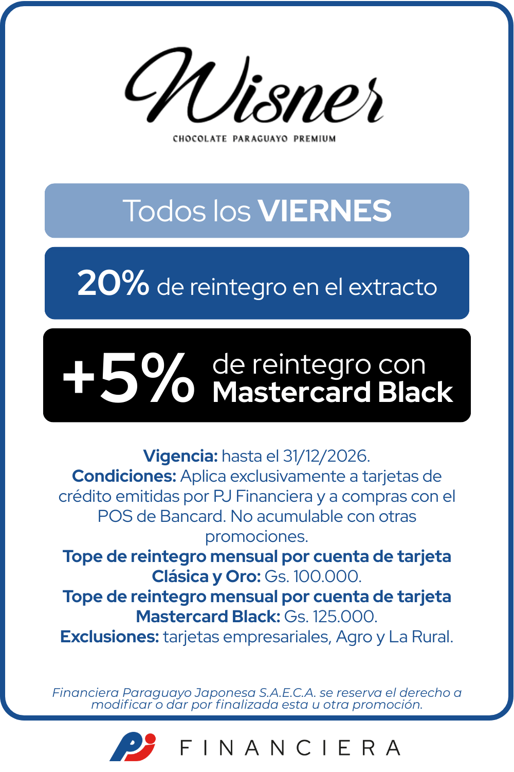 Chocolate wisner 20 de reintegro viernes gastronomia