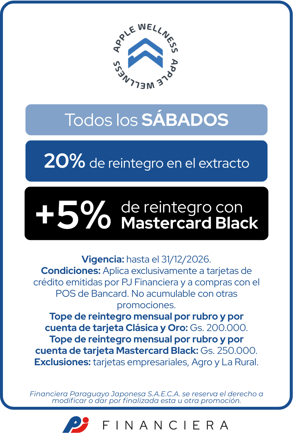 apple wellness 20% Reintegro 12 cuotas sin intereses