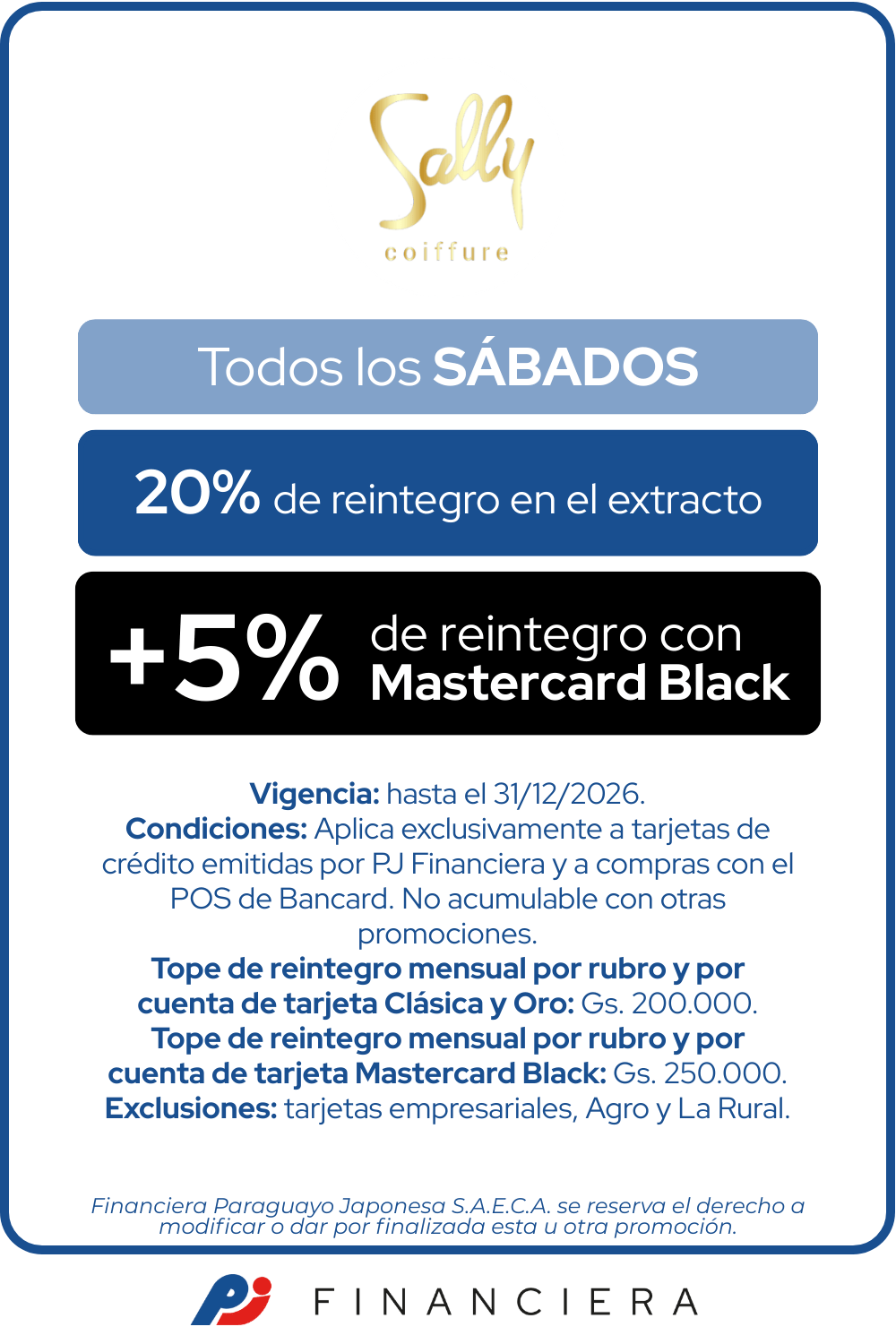 Sally coiffure todos los miercoles y jueves 20 de reintegro