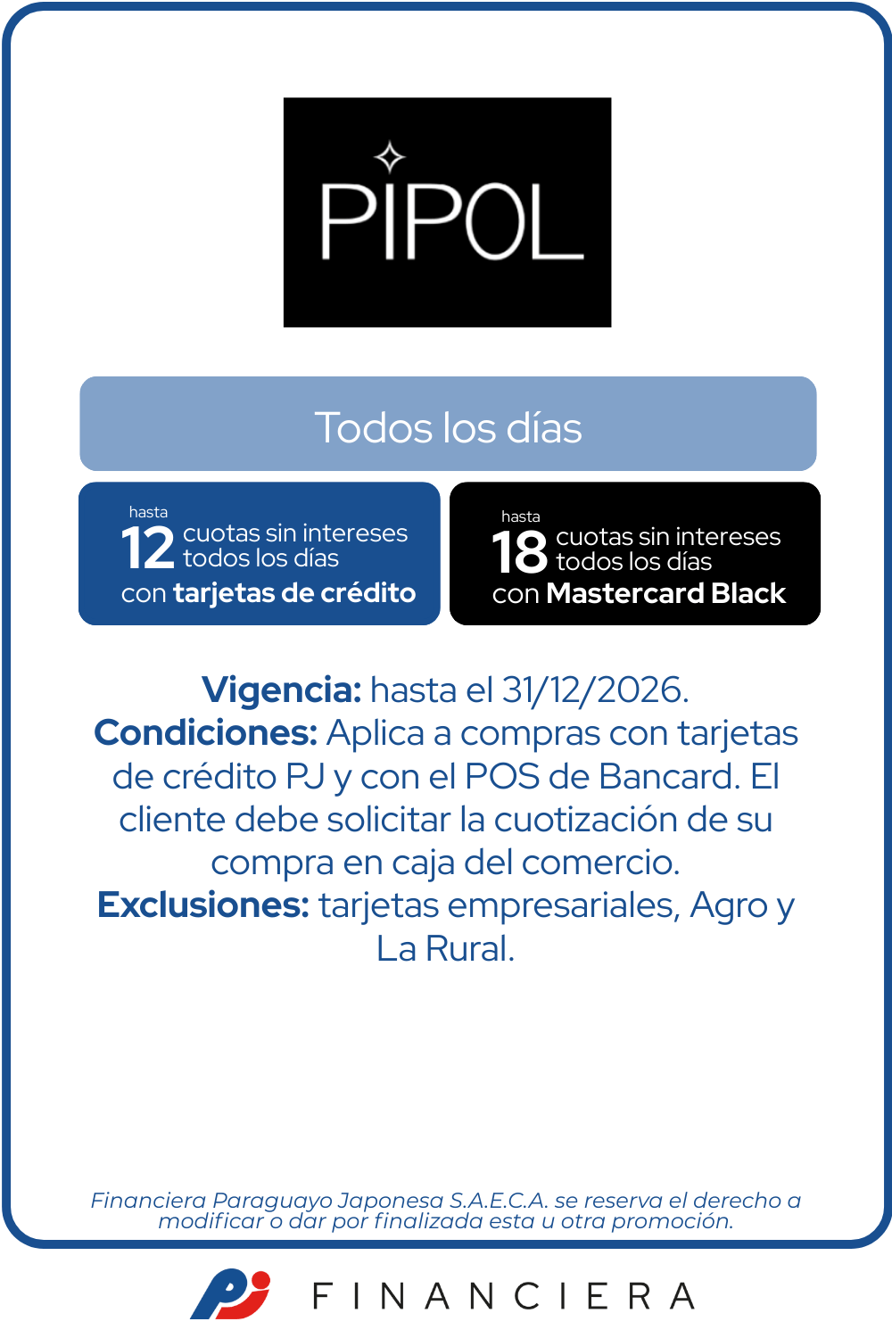Pipol asuncion todos los dias 12 cuotas reloj