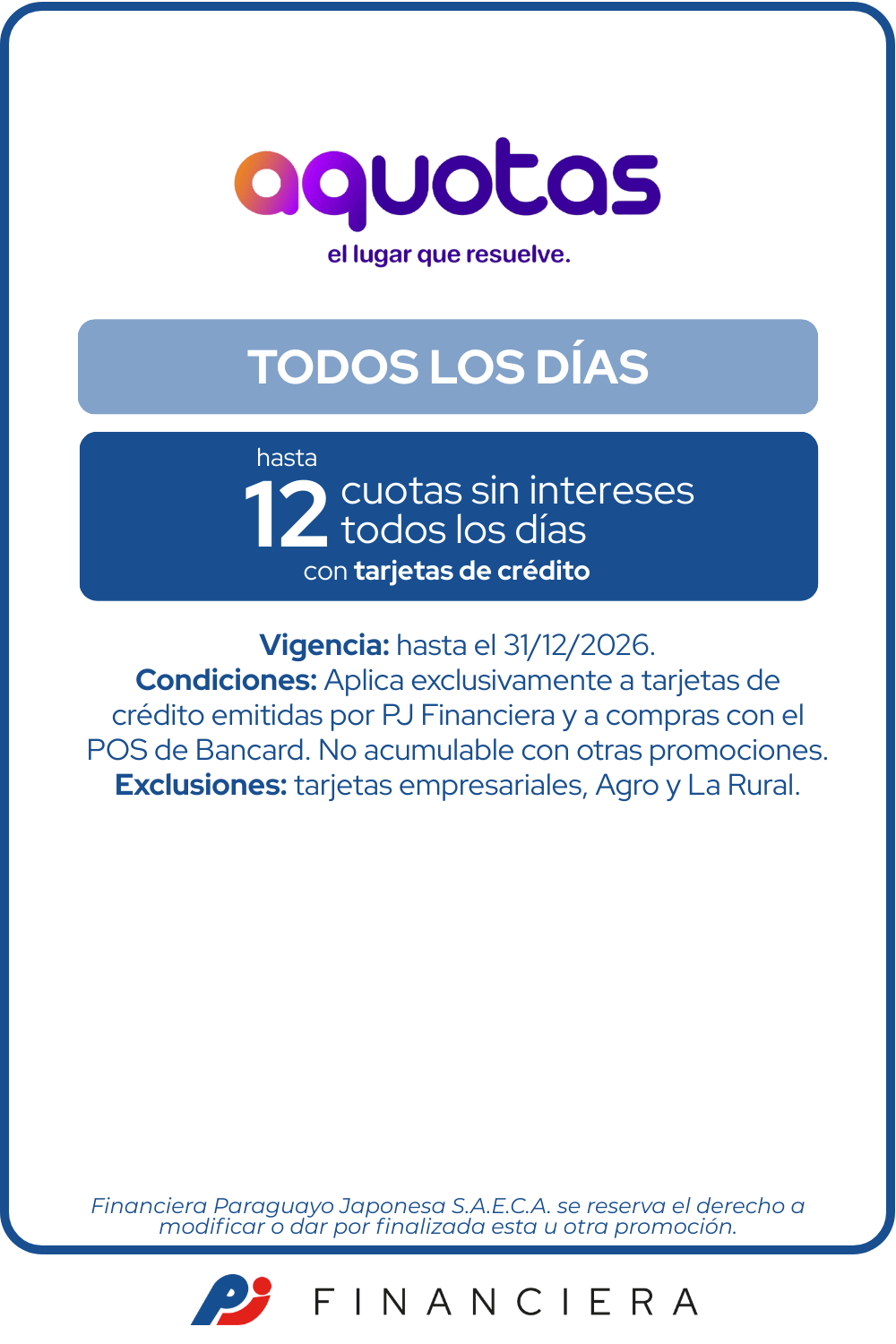 aquotas 12 cuotas sin intereses asuncion